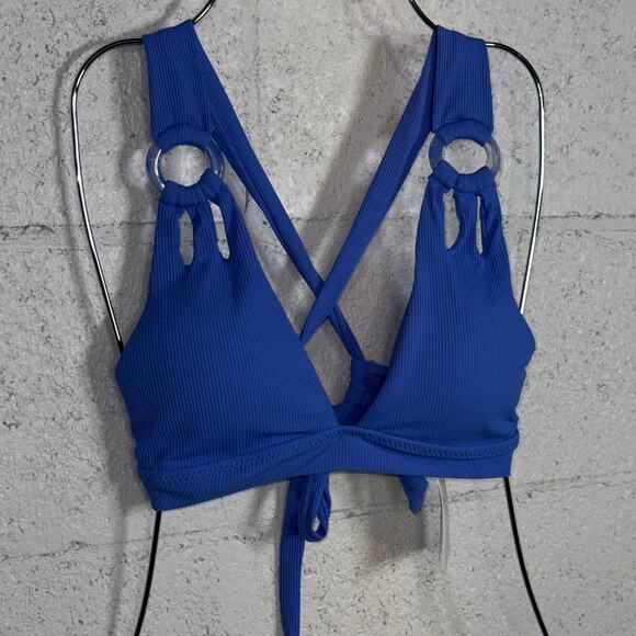 Becca Women's Modern Edge Rib Ring Bikini Top - Cornflower blue large $88 - Picture 3 of 8